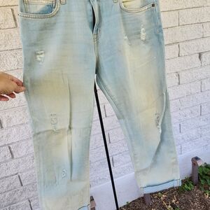 Current/Elliott Light Blue Distressed Boyfriend Jeans